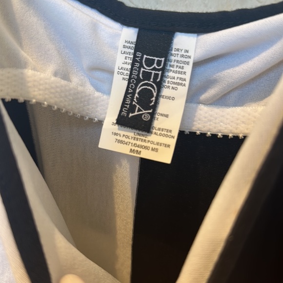 NWOT BECCA Black and White Fitted Dress with Built in Bra - Picture 2 of 4
